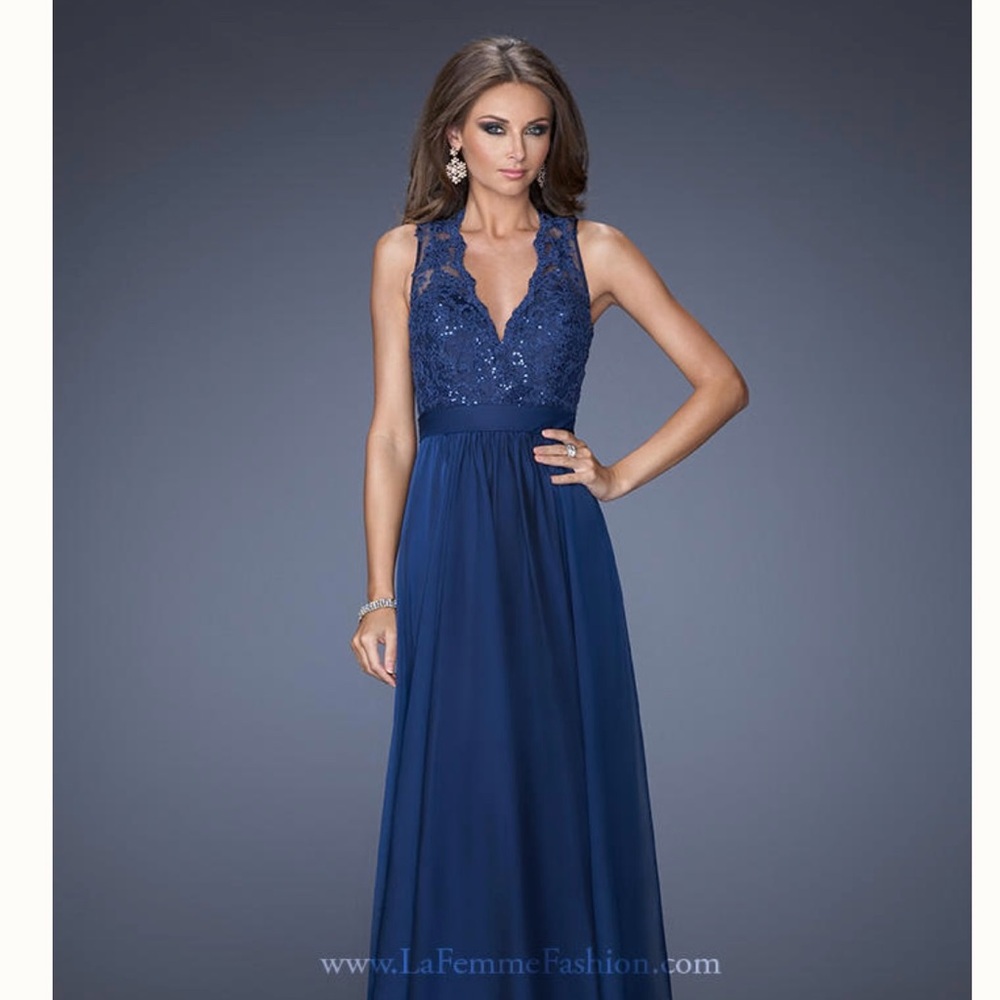New with tags. Floor length gown by La Femme. - Picture 3 of 4